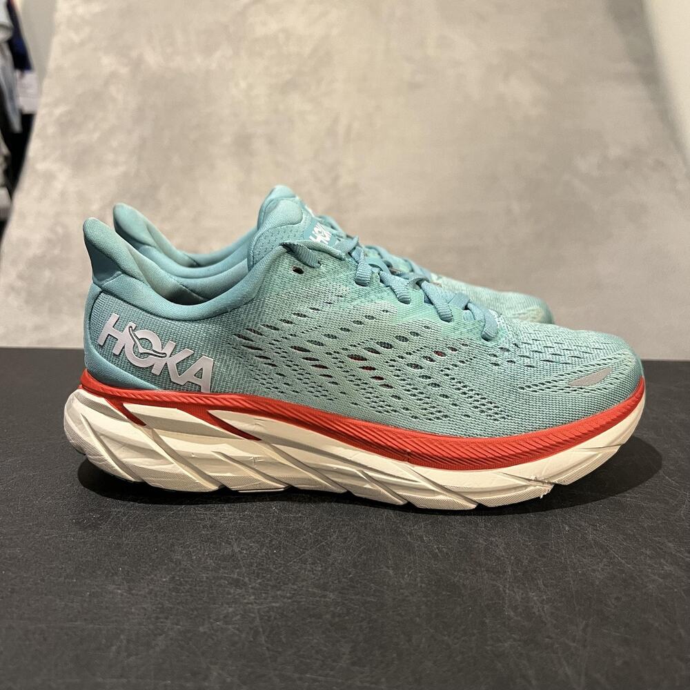 Hoka One One Clifton 8 Running Shoes Womens 7 B Aquarella Cushioned Road